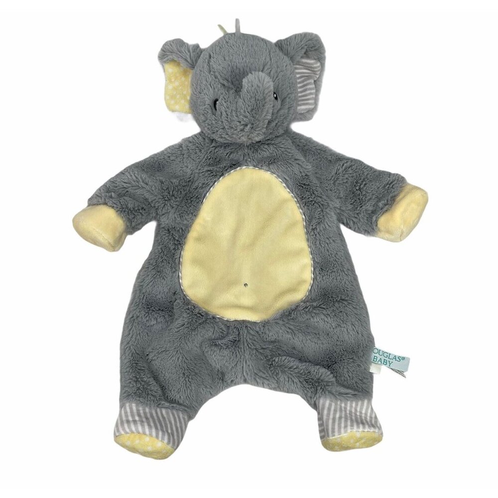Douglas Baby‎ Sshlumpie Gray Yellow Elephant Security Blanket Plush Lovey 18"